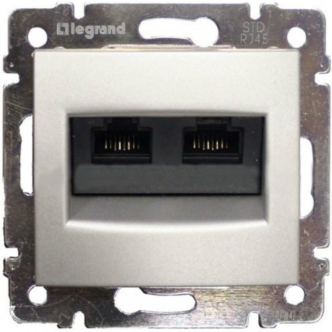 Информационная розетка LEGRAND Valena RJ45 категория 5e UTP 2 выхода на винтах алюминий 770239